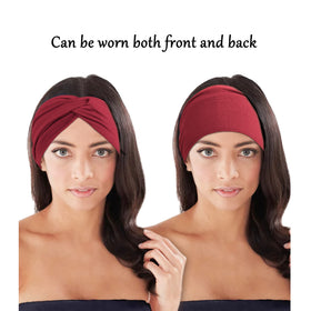 Jesries hand stretching headband to show elastic fit and size range