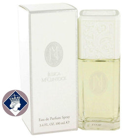 Jessica McClintock front bottle shot showing elegant label and spray nozzle benefit: recognisable classic packaging
