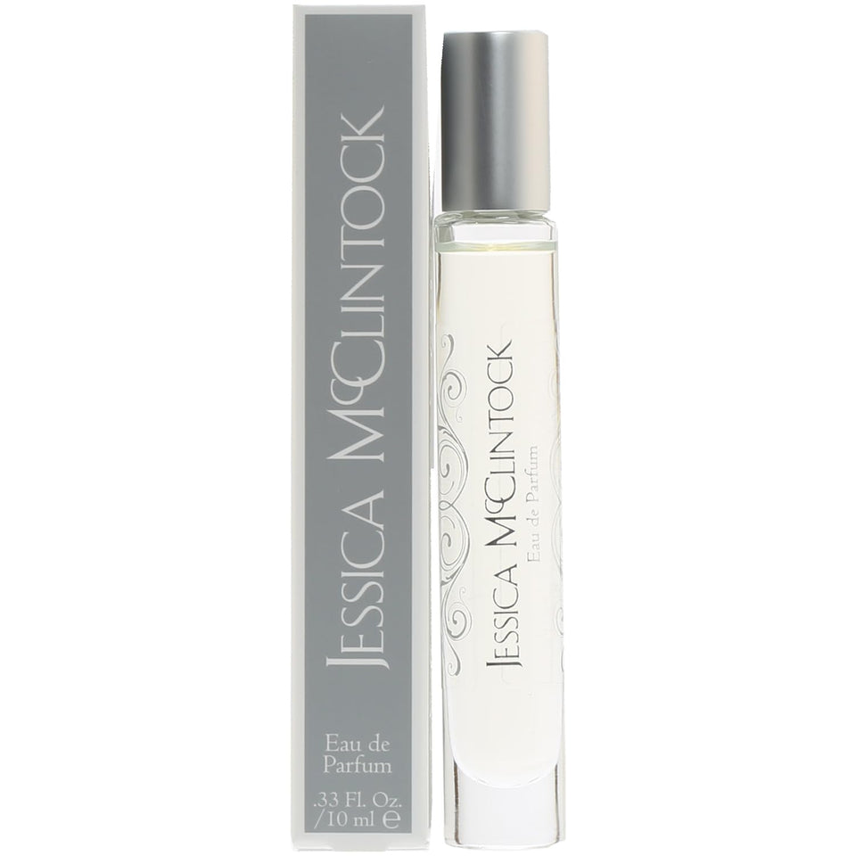 Jessica McClintock front view of rollerball showing compact travel packaging and elegance