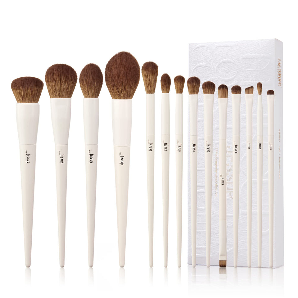 Jessup 14-piece set front packaging showing elegant light-grey box and brushes - premium gift look
