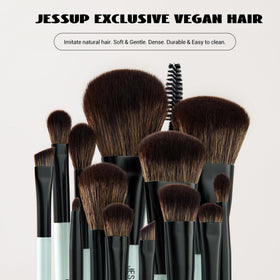 Jessup brushes laid out full set demonstrating variety and travel-ready compactness