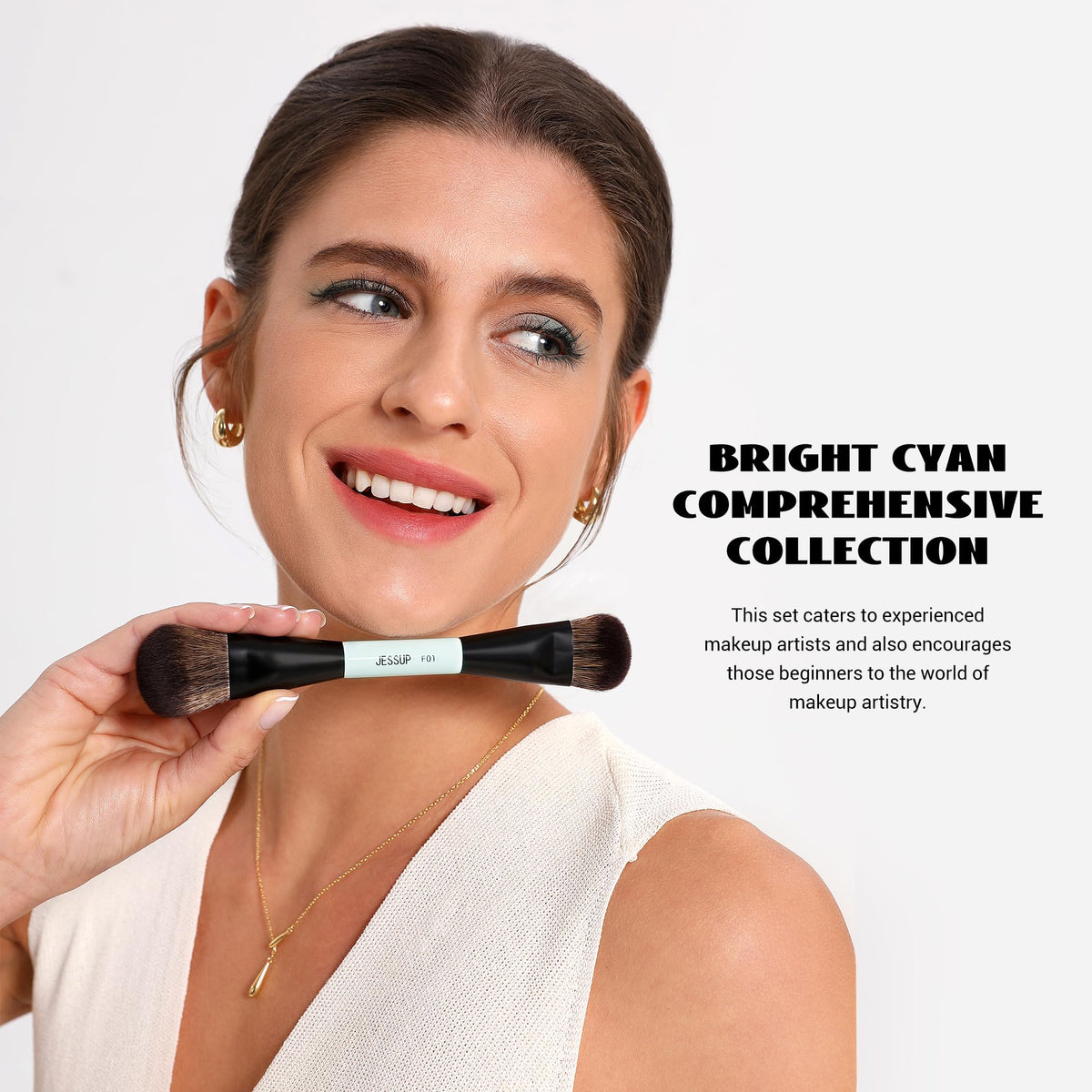 Jessup double-ended close-up bristle detail showing soft synthetic fibers for smooth blending