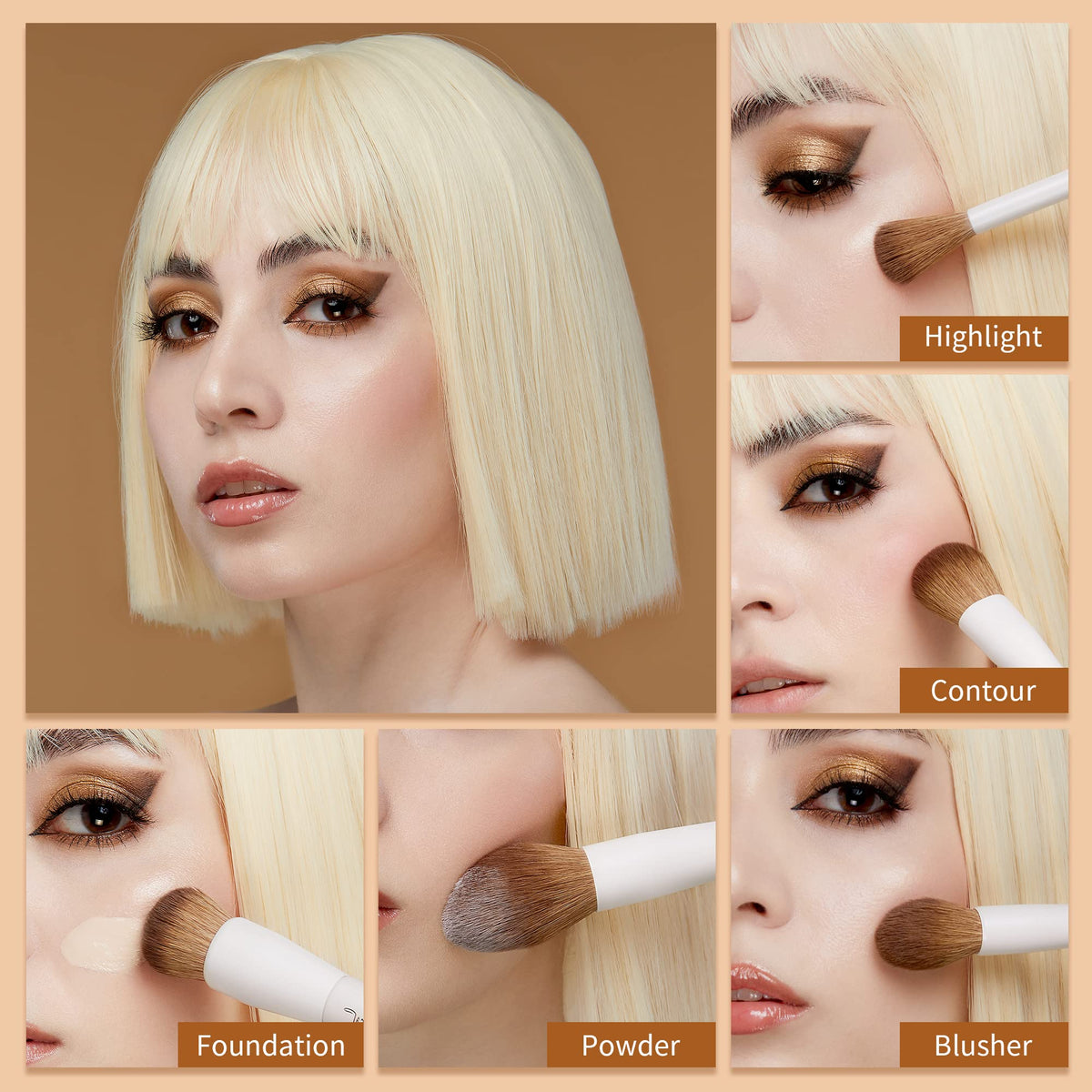 Jessup eye brushes array laid out to show blending, shader, liner and pencil brush variety