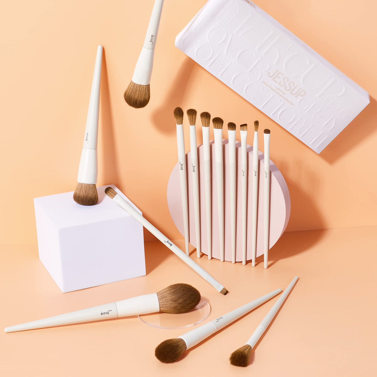 Jessup brushes styled on a vanity near mirror suggesting daily routine and polished results
