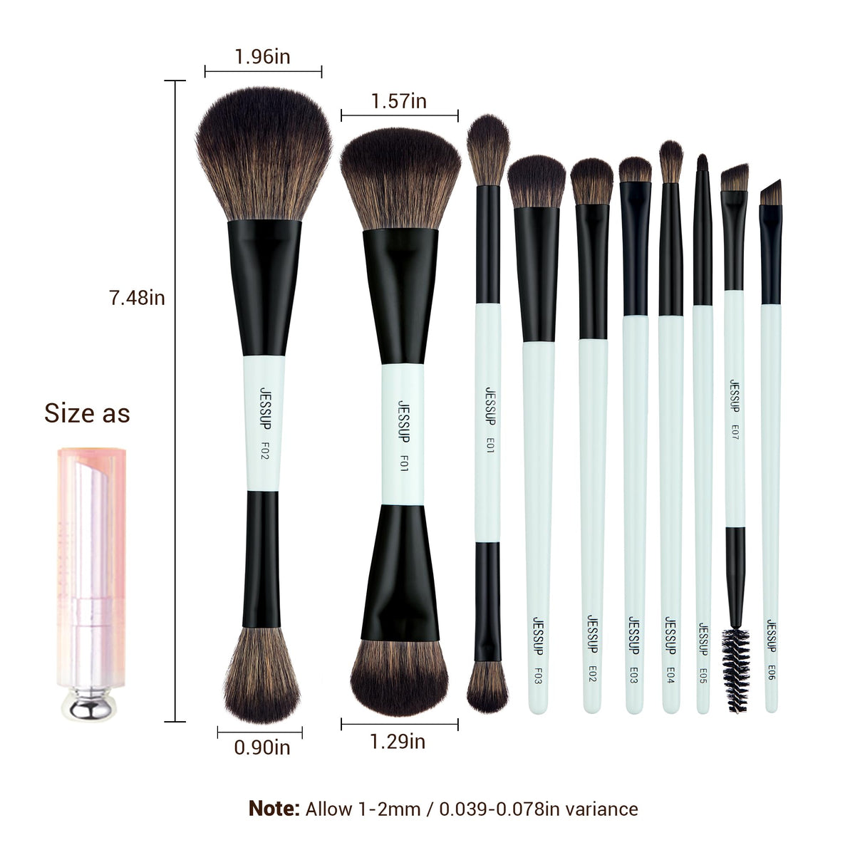 Jessup scale comparison with hand illustrating compact, portable brush sizes