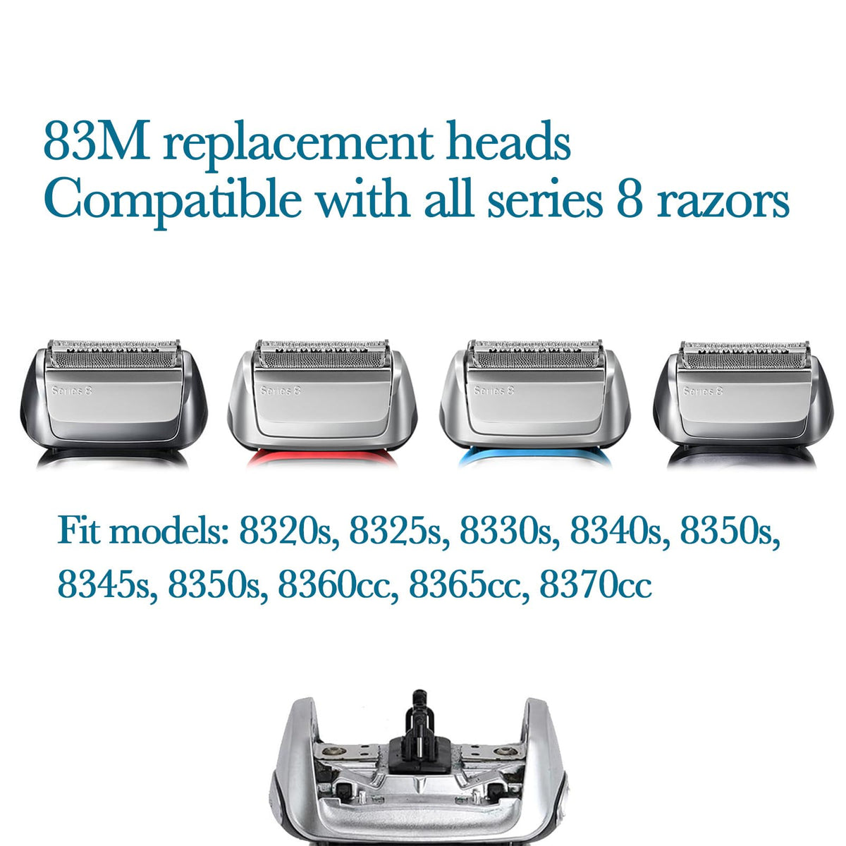JEVONG replacement head beside Series 8 razor for scale and compatibility clarity