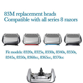 JEVONG replacement head beside Series 8 razor for scale and compatibility clarity