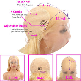 Jewhaut body wave texture 28 inch blonde showing soft waves and salon-like movement