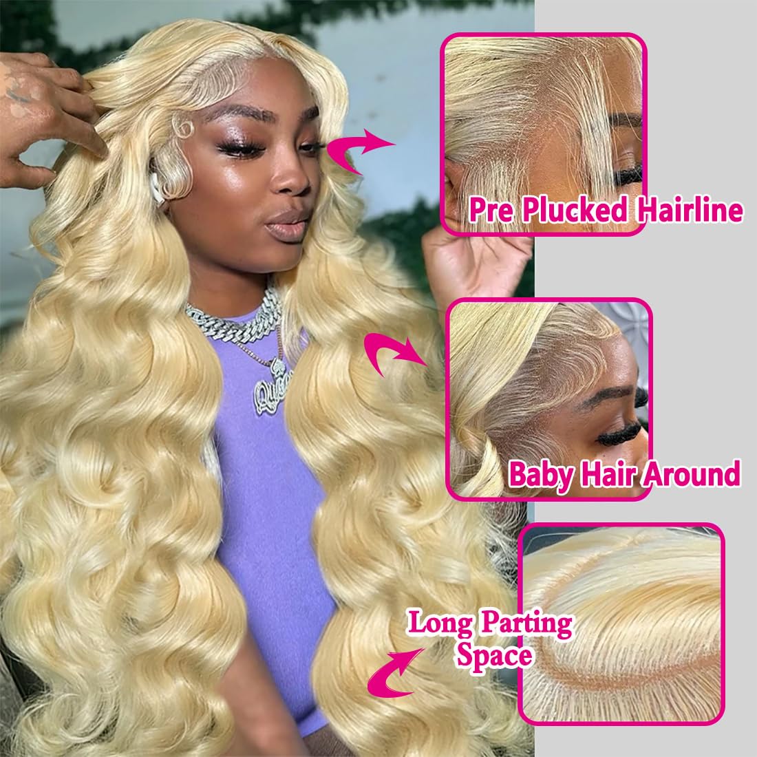 Jewhaut pre-plucked hairline closeup showing baby hairs for instant natural appearance