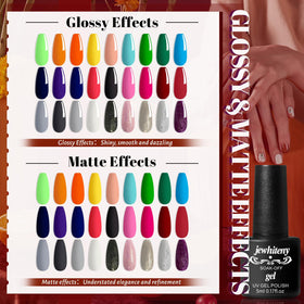 JEWHITENY color swatch spread showing 27 vibrant shades for styling