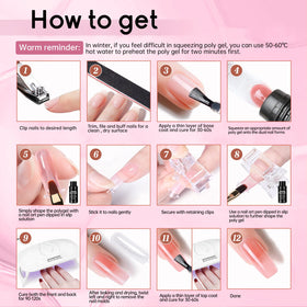 JEWHITENY finished nail extensions on hand, shows durable salon-style results