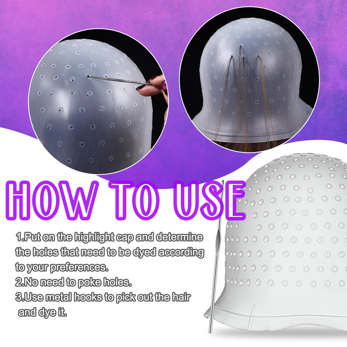 Jexine cap worn on model demonstrating secure fit and easier highlights