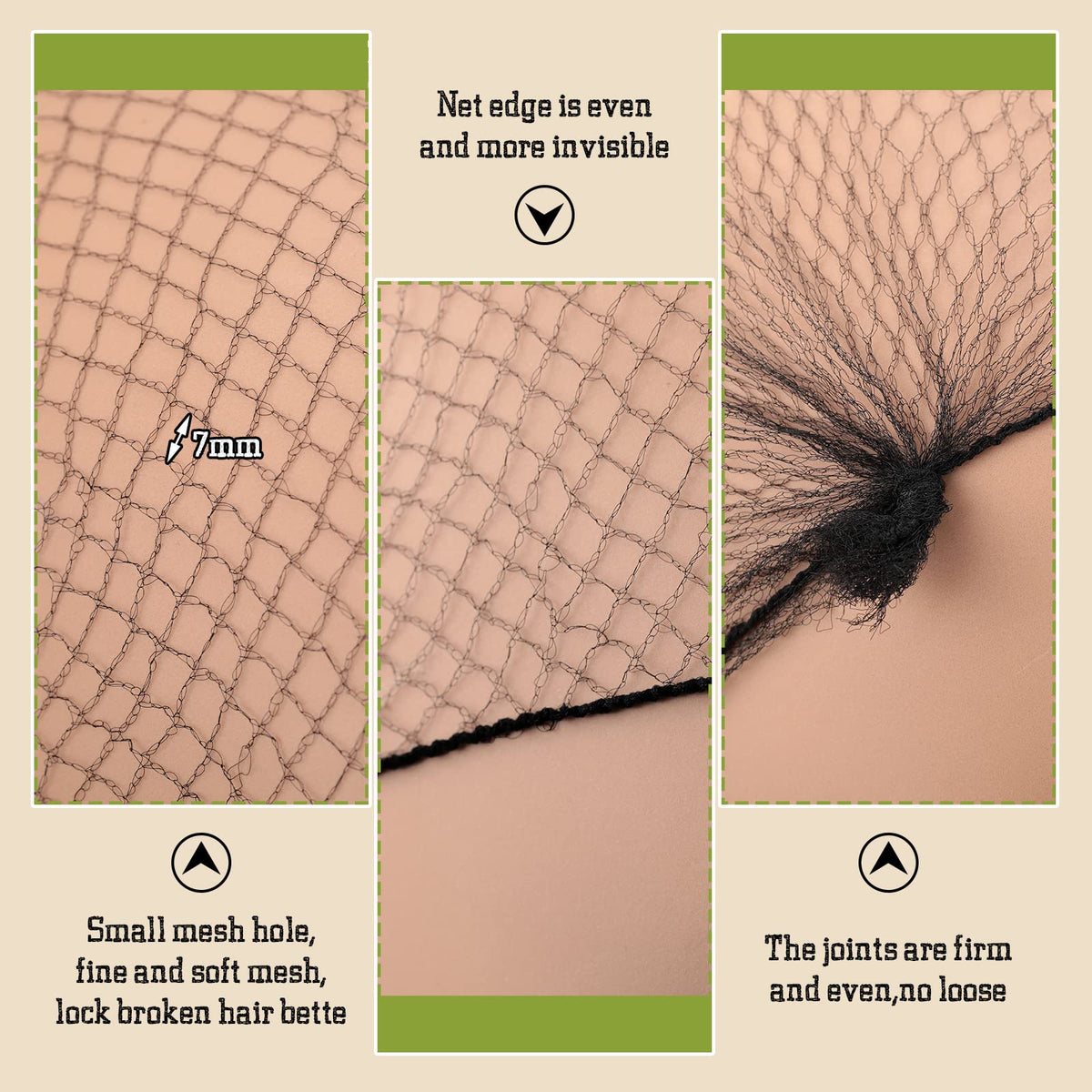 Jexine elastic edge detail demonstrating secure grip around buns