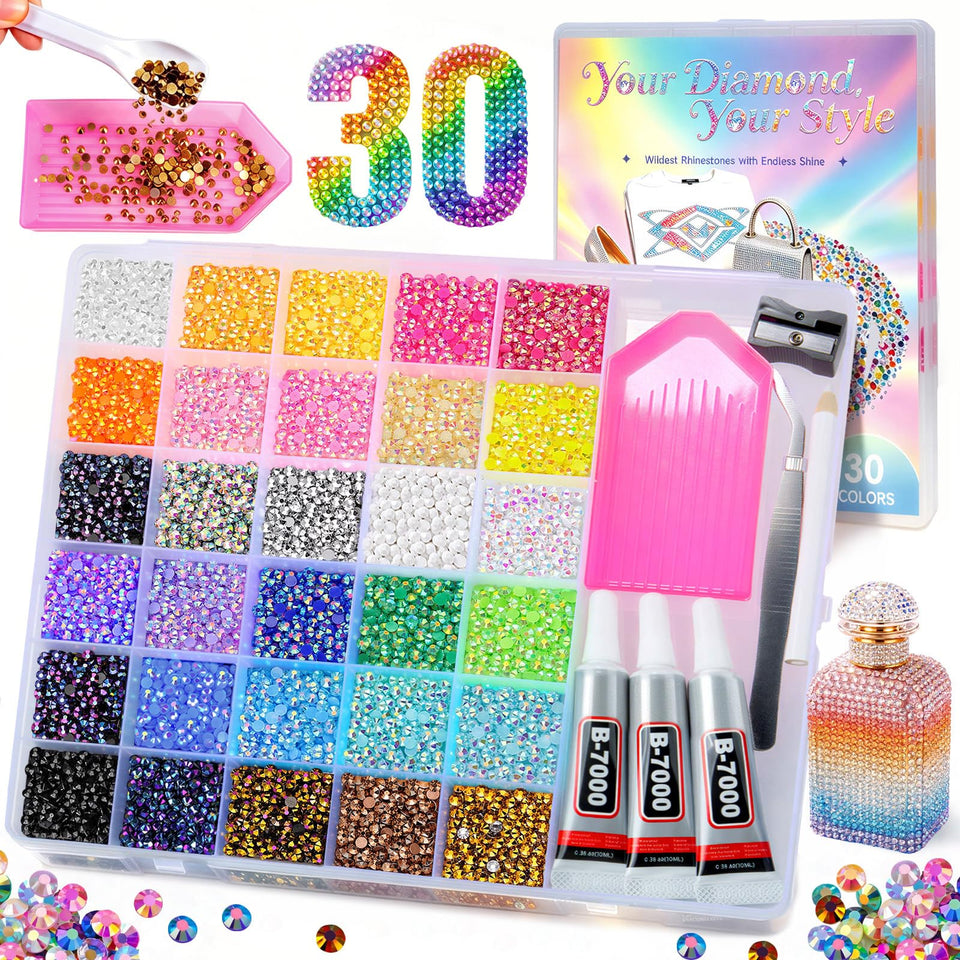 JGLXF front packaging showing full bedazzling kit and contents for quick start