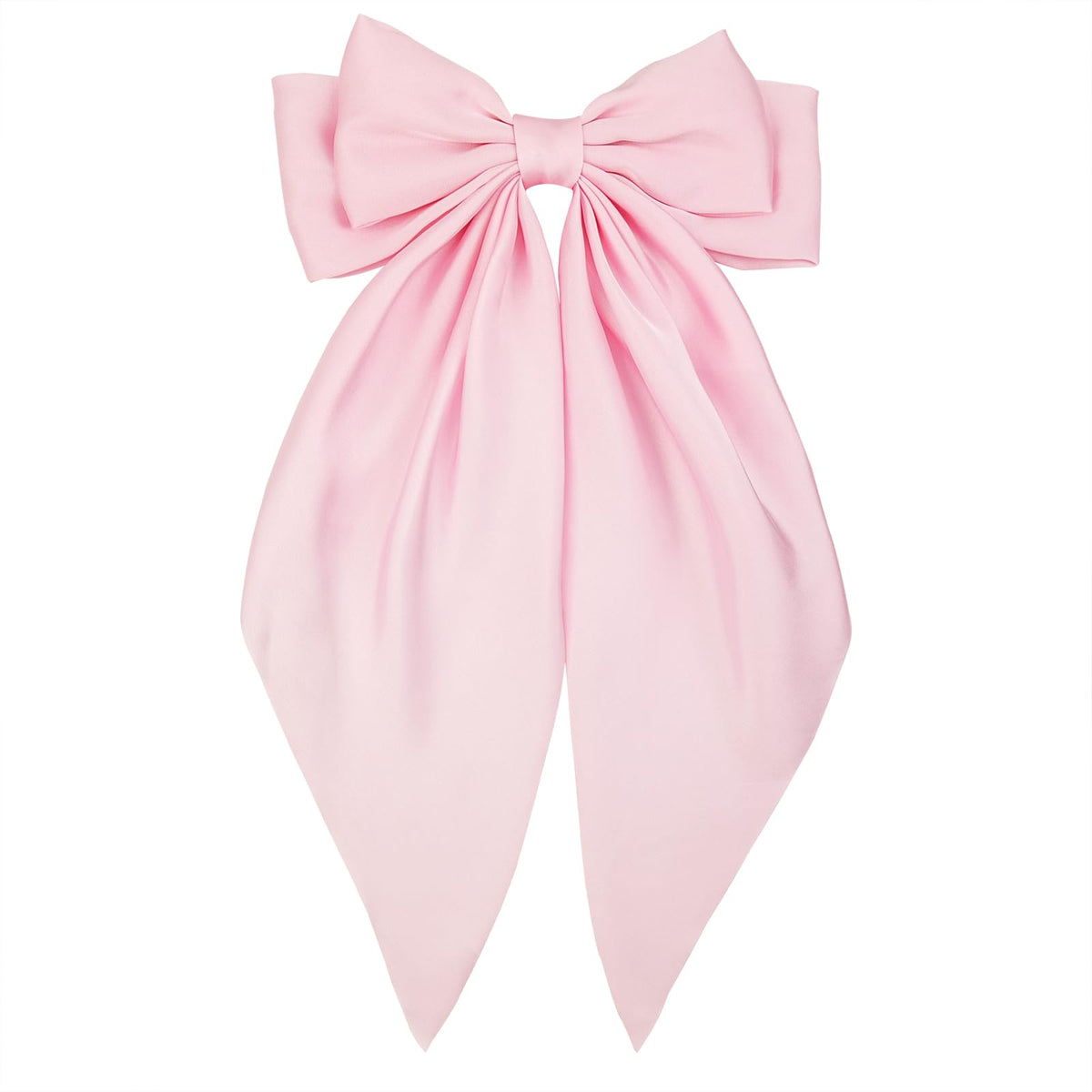 JGQUR front view large pink satin bow showing elegant shape and polished finish