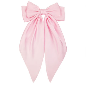JGQUR front view large pink satin bow showing elegant shape and polished finish