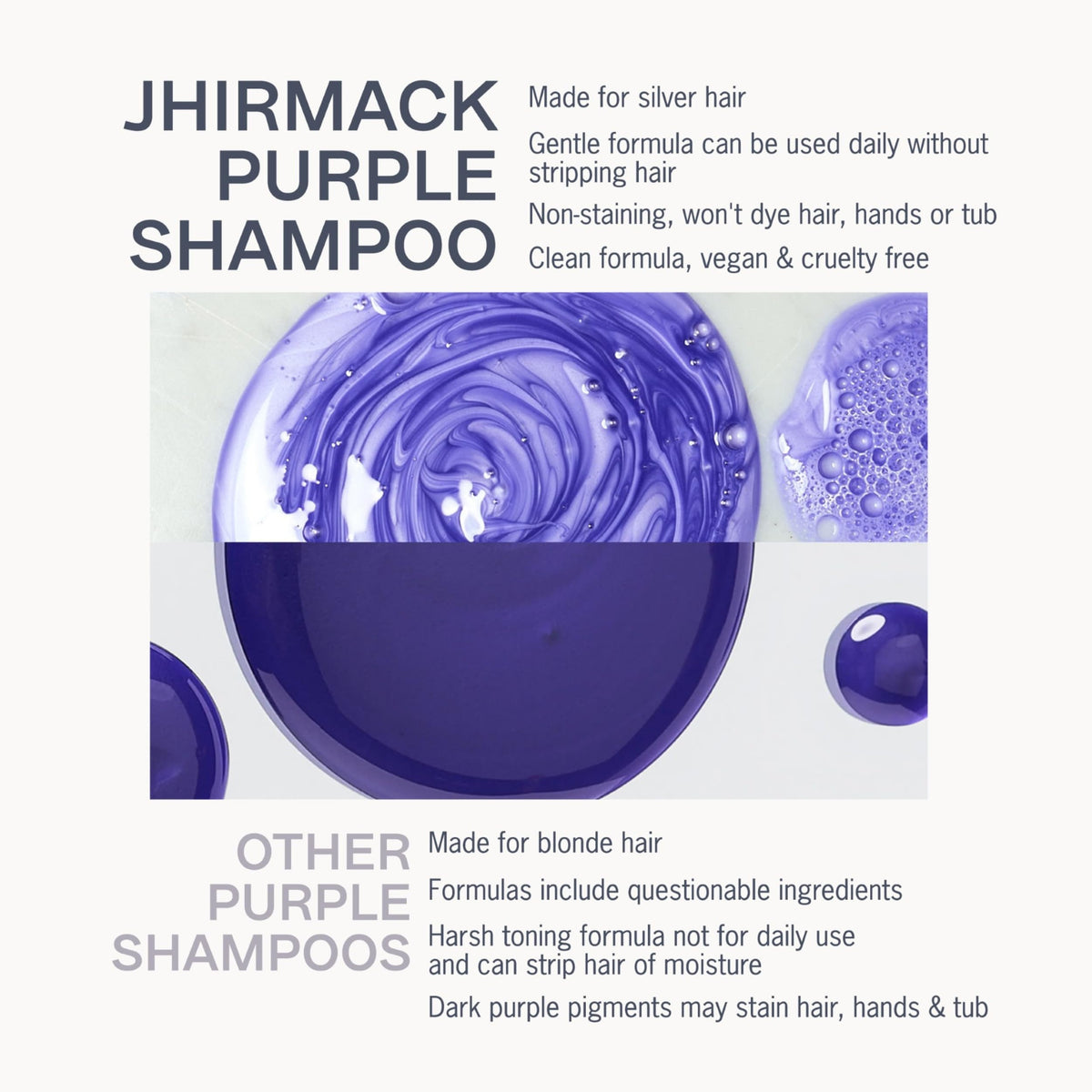 jhirmack shampoo applied to wet hair in shower for tone correction