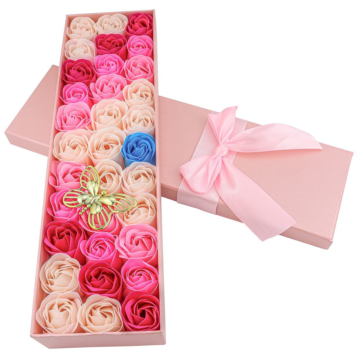 JIALEEY open gift box revealing neatly arranged soap roses ready for gifting and presentation