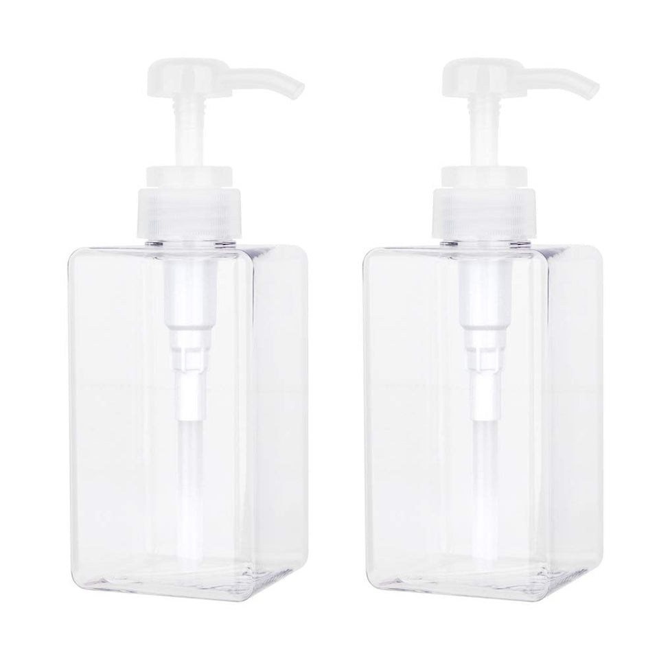 JiatuA front view of two clear pump bottles showing neat countertop storage benefit