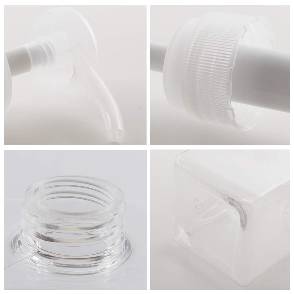 JiatuA pump bottles on bathroom vanity creating organized tidy storage benefit