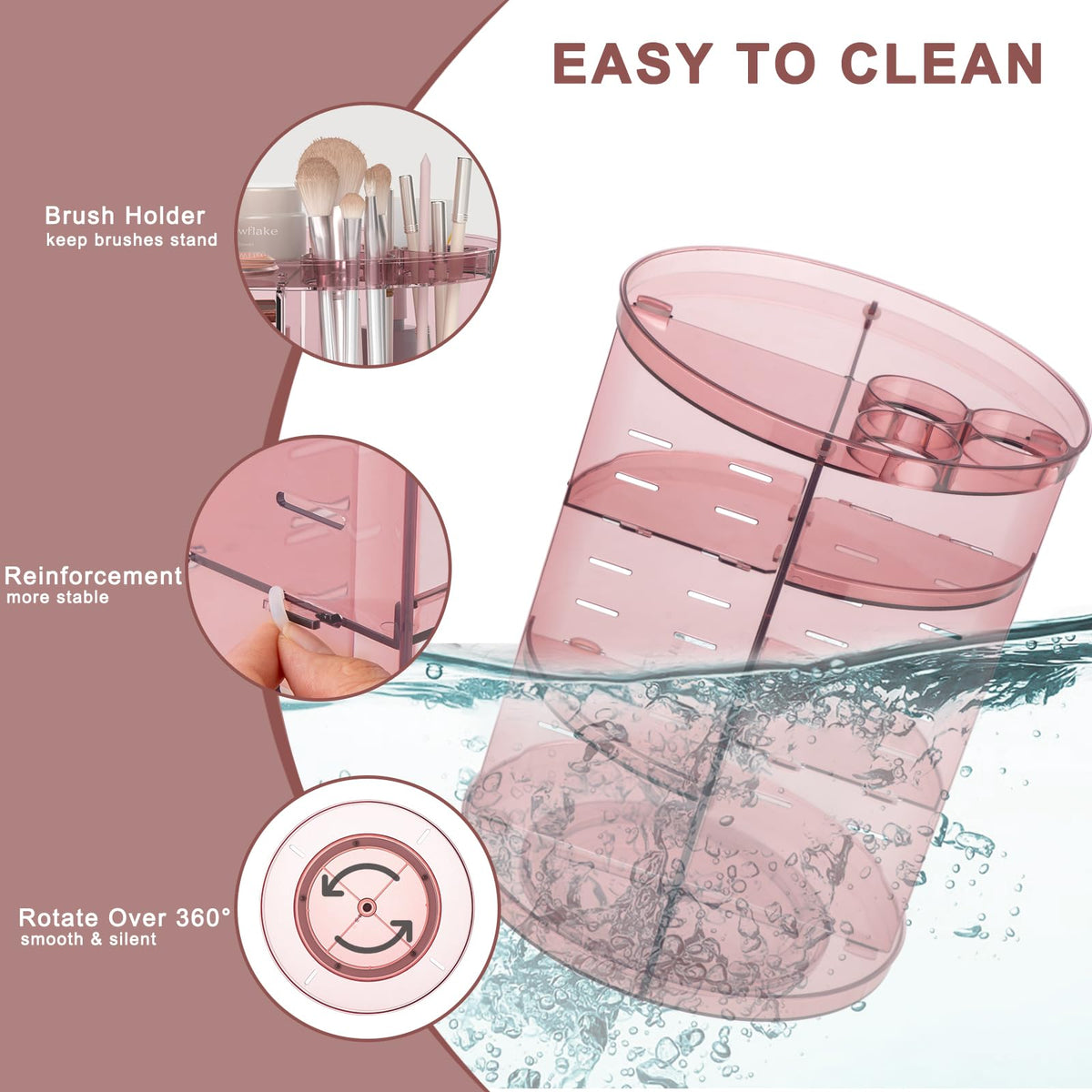 Jiavarry brush holder and compartments storing brushes and lipsticks for fast access benefit