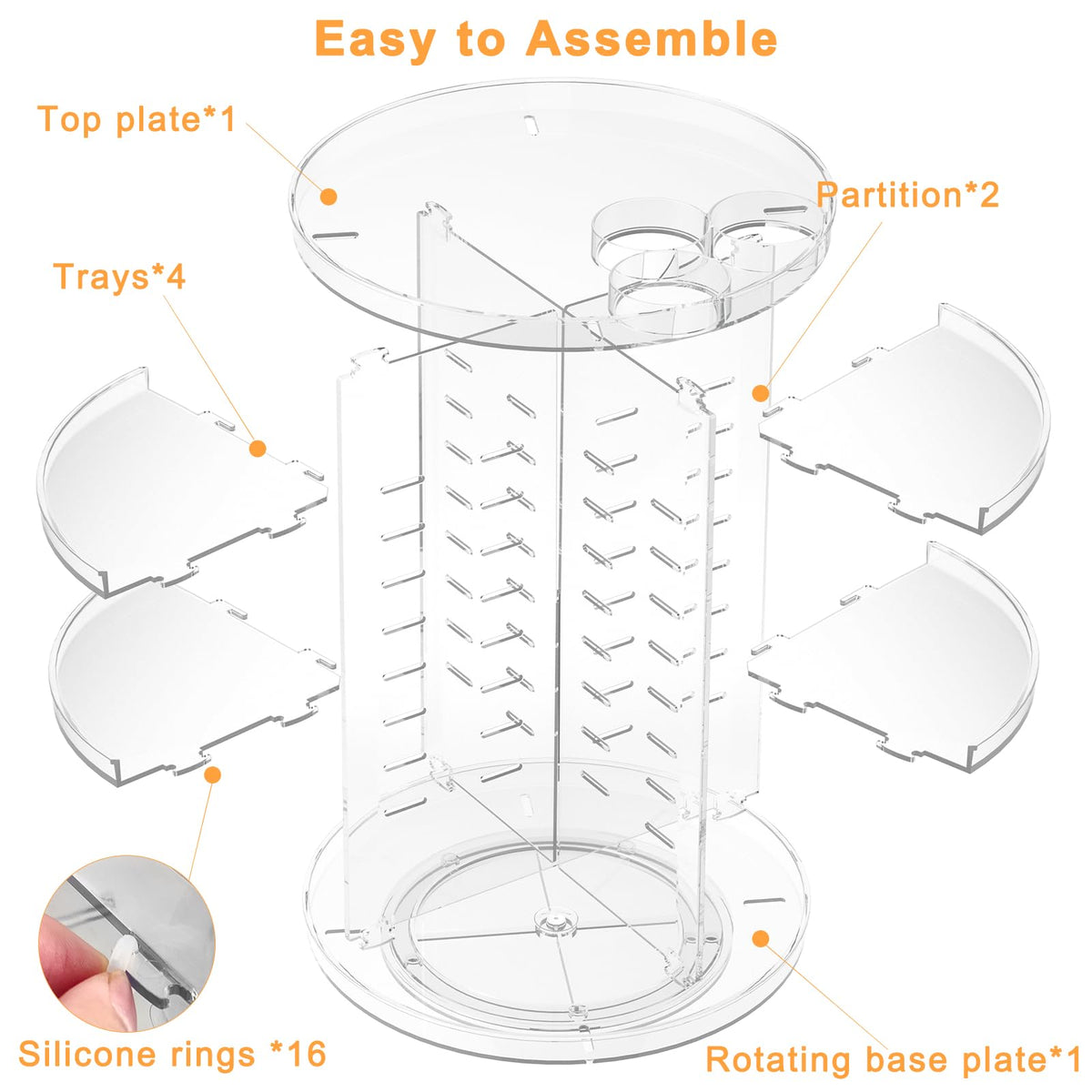 Jiavarry removable trays and silicone ring detail for easy cleaning and stability