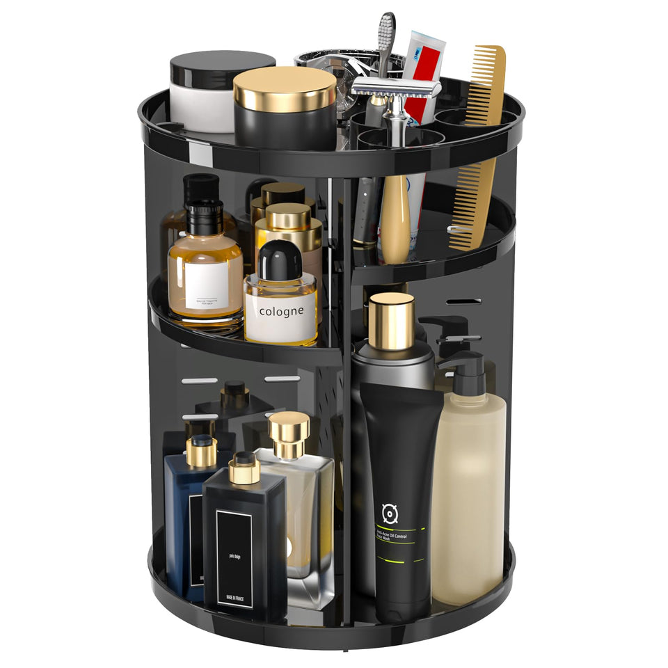 Jiavarry front view on vanity showing tidy cosmetics and fast access