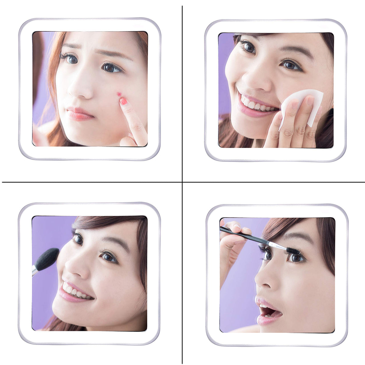JiBen mirror in use during makeup application for precise, detailed results