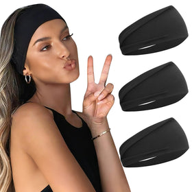 Jidsouy front view of three black headbands shows neat packaging and convenience