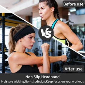 Jidsouy headband stretched across hand demonstrating one-size-fits-most elasticity