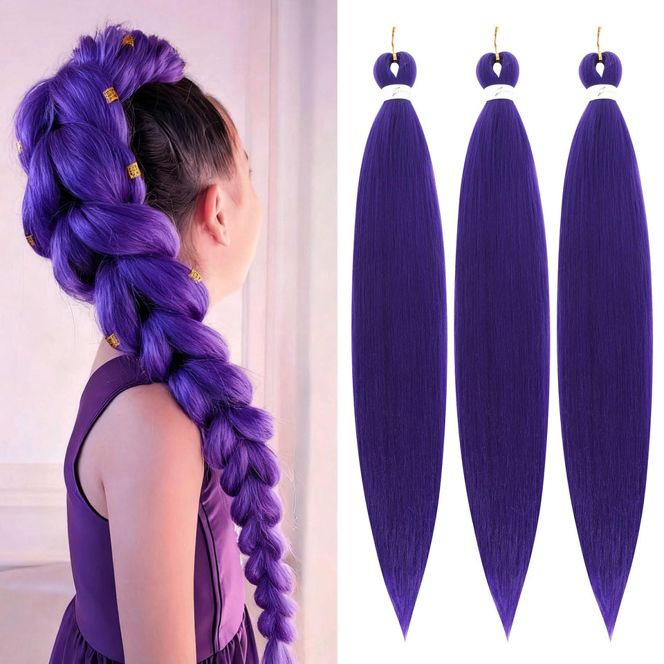JIEANYAN front packaging showing purple pre-stretched braiding hair for fast styling