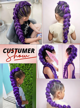 JIEANYAN close-up of yaki texture purple strand showing natural look and soft touch