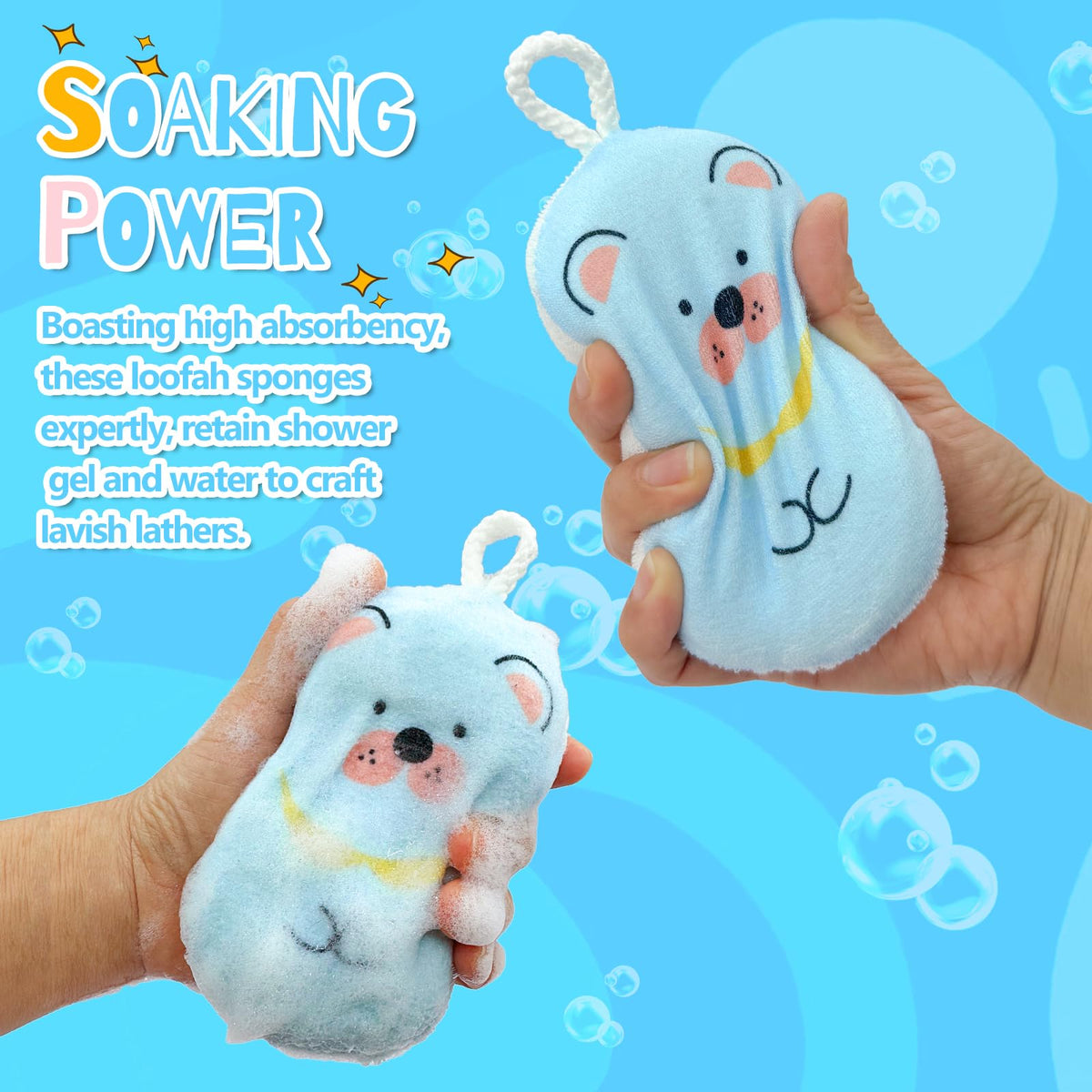 JieLiLeHome sponge in a bathtub scene encouraging playful bath time