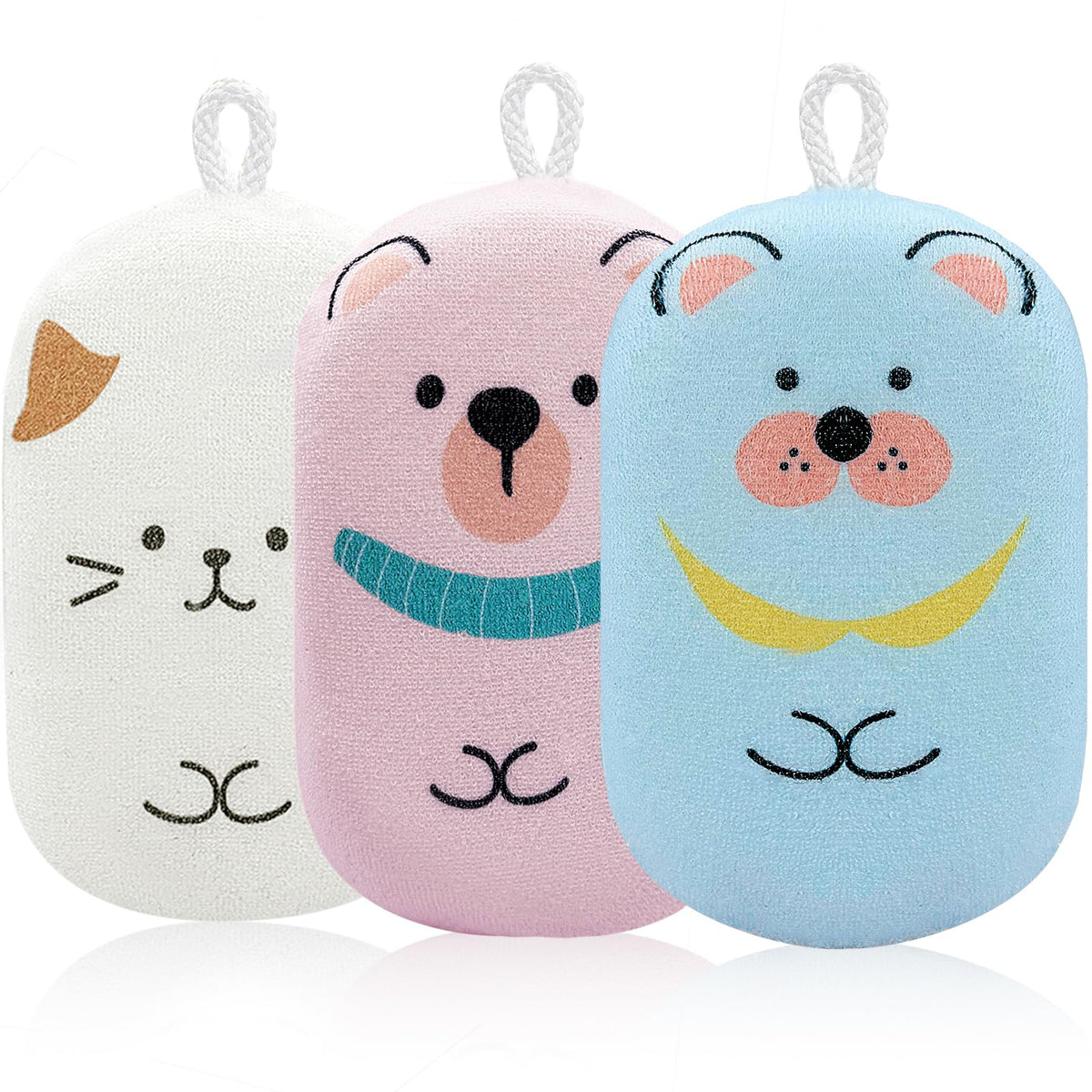 JieLiLeHome front view of three animal-print sponges, bright and inviting