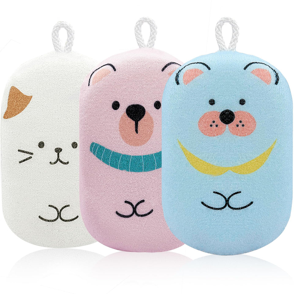 JieLiLeHome front view of three animal-print sponges, bright and inviting