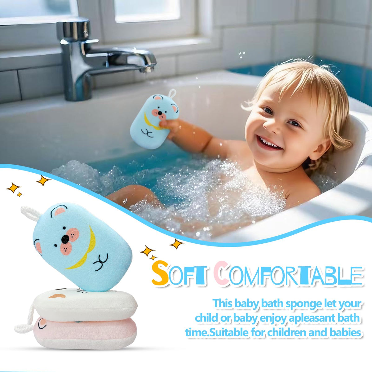 JieLiLeHome sponge held in a child's hand to show size and easy grip