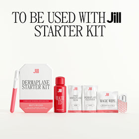 JILL on bathroom vanity styled with tools to show routine integration