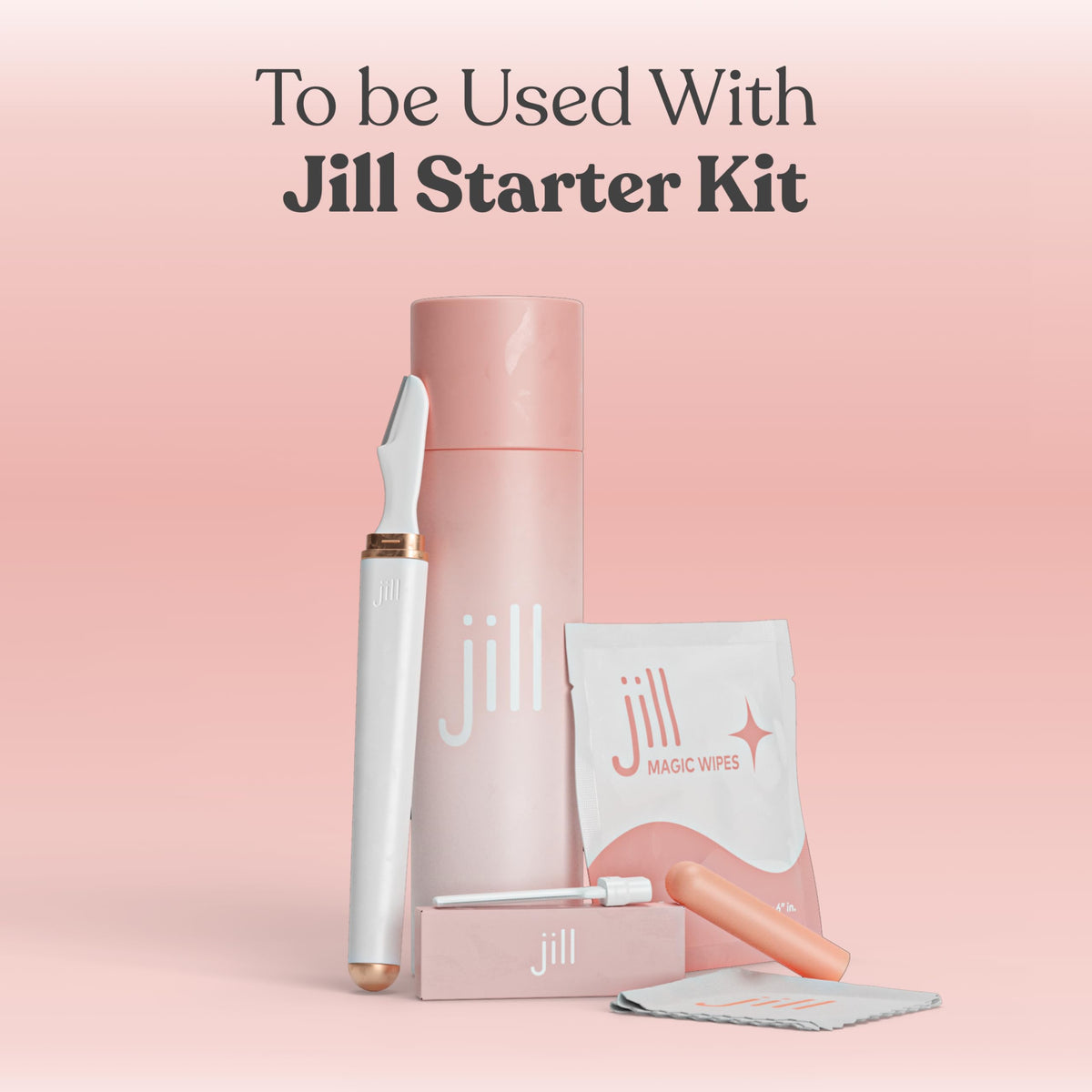 JILL wipes beside a dermaplaning razor for scale and routine pairing