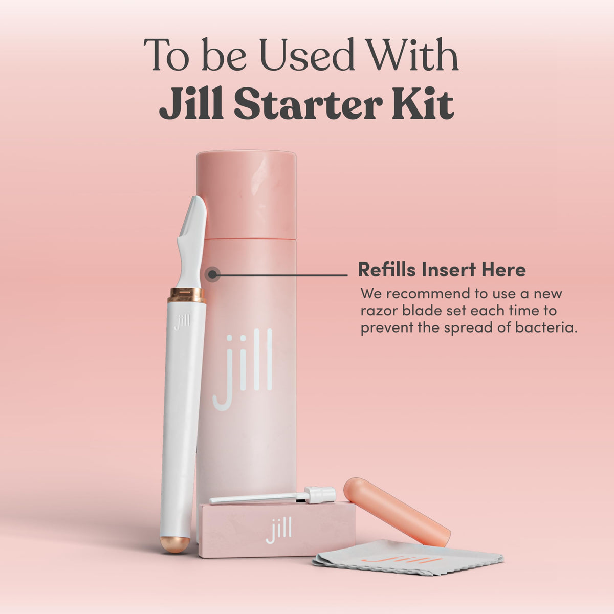JILL close-up of wide blade microgroove edges for gentle exfoliation