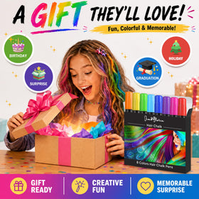 Jim&Gloria lifestyle image of teen at party wearing bright washable streaks