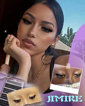 JIMIRE bottom lash clusters displayed to complete balanced eye look