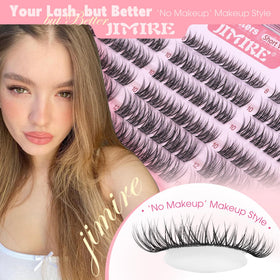 JIMIRE close-up of tapered lash fibers highlighting natural-feel texture and blend
