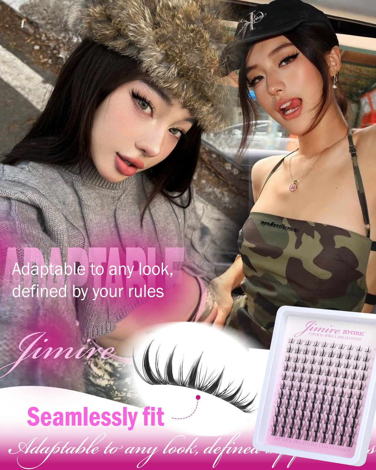 JIMIRE close-up of wispy D-curl fibers showing lightweight texture for natural lift