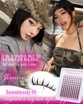 JIMIRE close-up of wispy D-curl fibers showing lightweight texture for natural lift