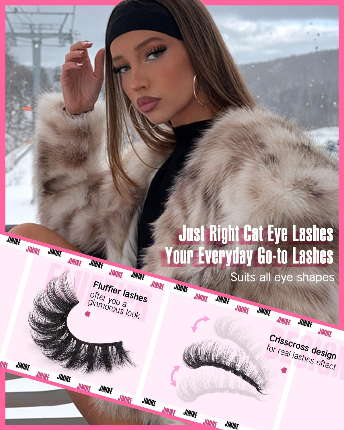 JIMIRE close-up of flexible lash band for easy application