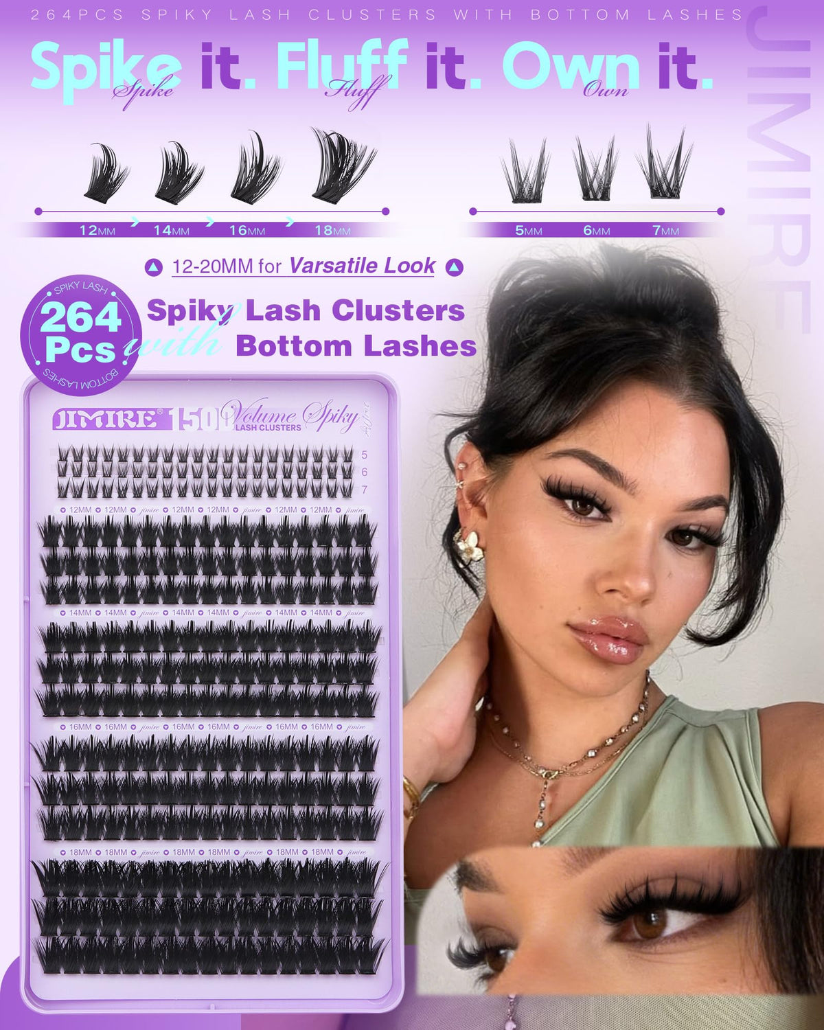 JIMIRE close-up of spike tips highlighting defined manga lash effect
