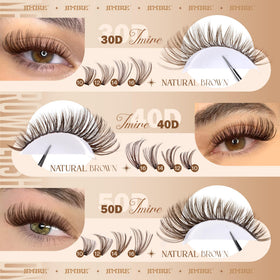 JIMIRE close-up of 0.07mm tapered tips blending seamlessly with natural lashes