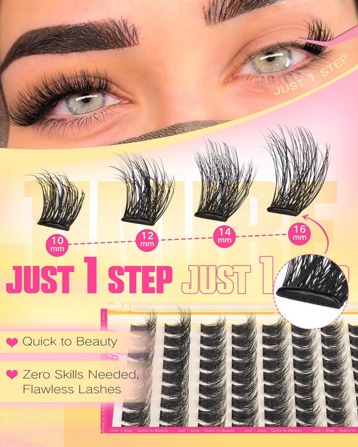 JIMIRE cluster texture and fluffy tips for a natural lash finish
