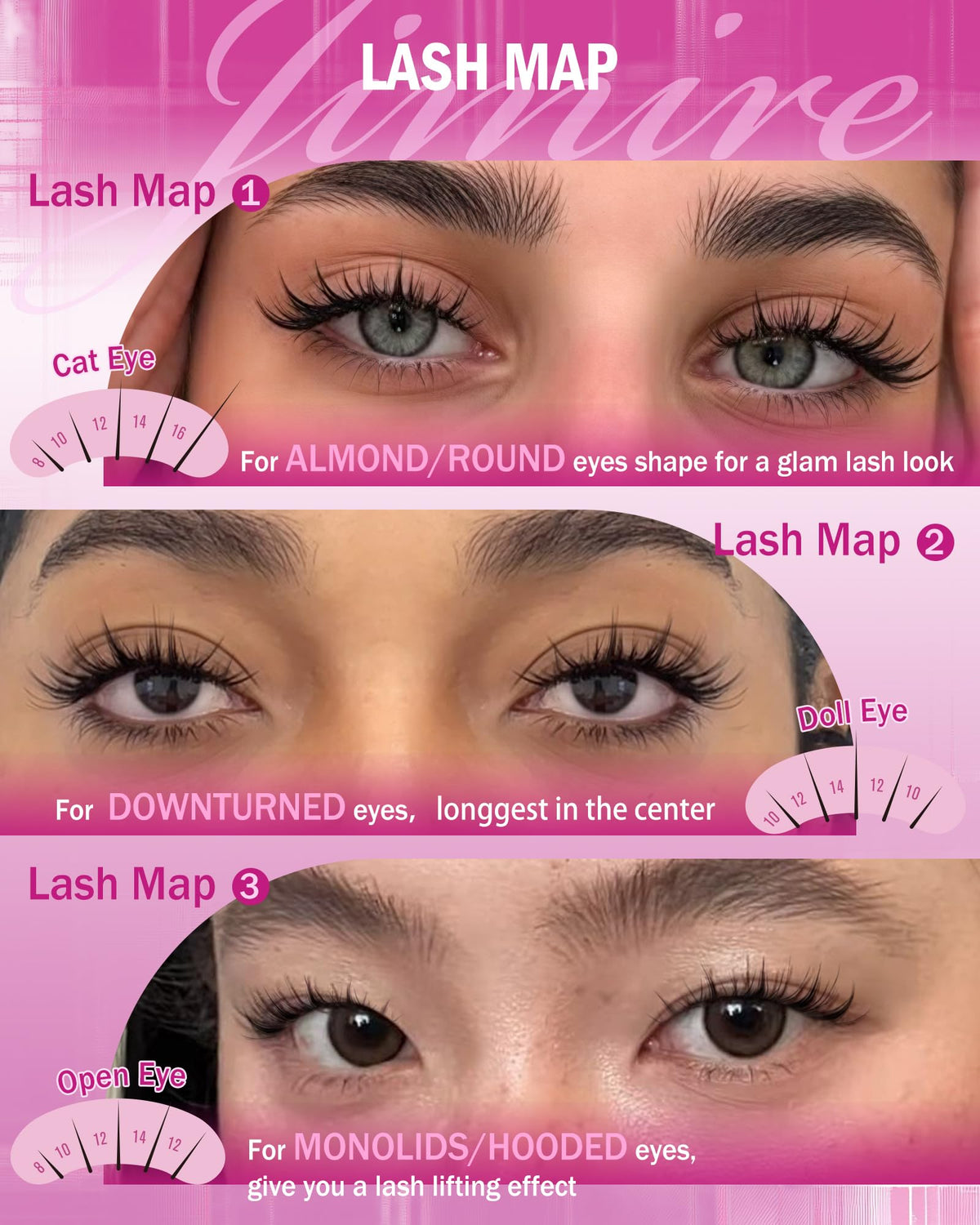 JIMIRE clusters arranged by 8–16mm lengths to customize layered volume