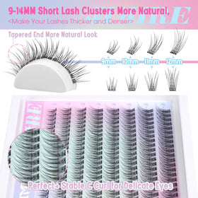 JIMIRE close-up of wispy lash clusters highlighting natural texture and blend